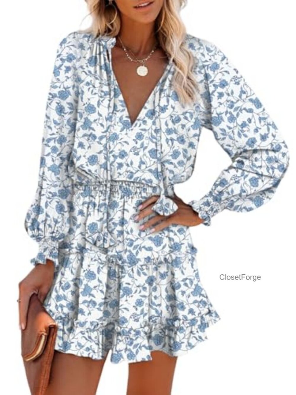 Split V Neck Ruffle Chiffon Elegant Mini Short Skirt Dress